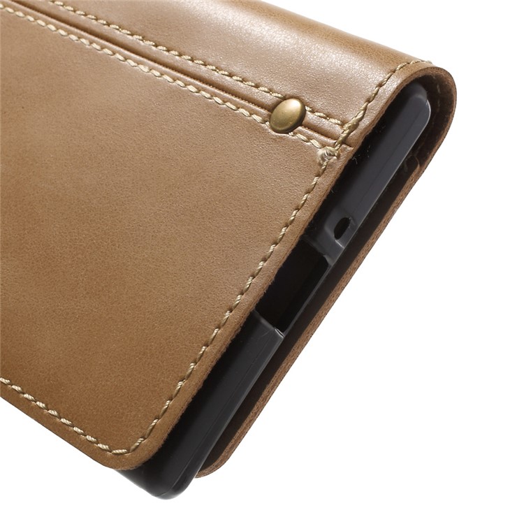 Wallet Leather Cell Accessory Phone Casing for Sony Xperia XZs / XZ - Light Brown-8