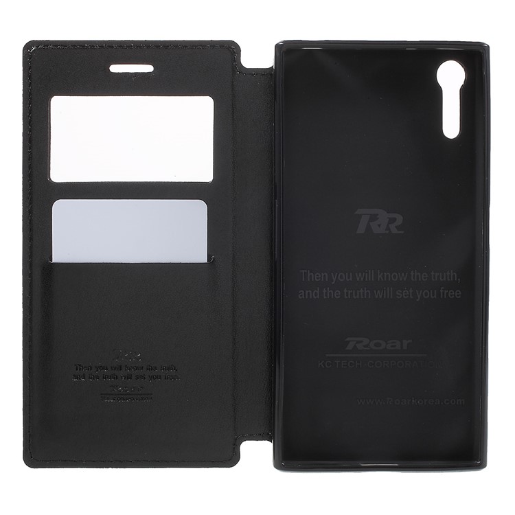 ROAR KOREA Noble Leather View Case with Stand for Sony Xperia XZs / XZ - Black-4
