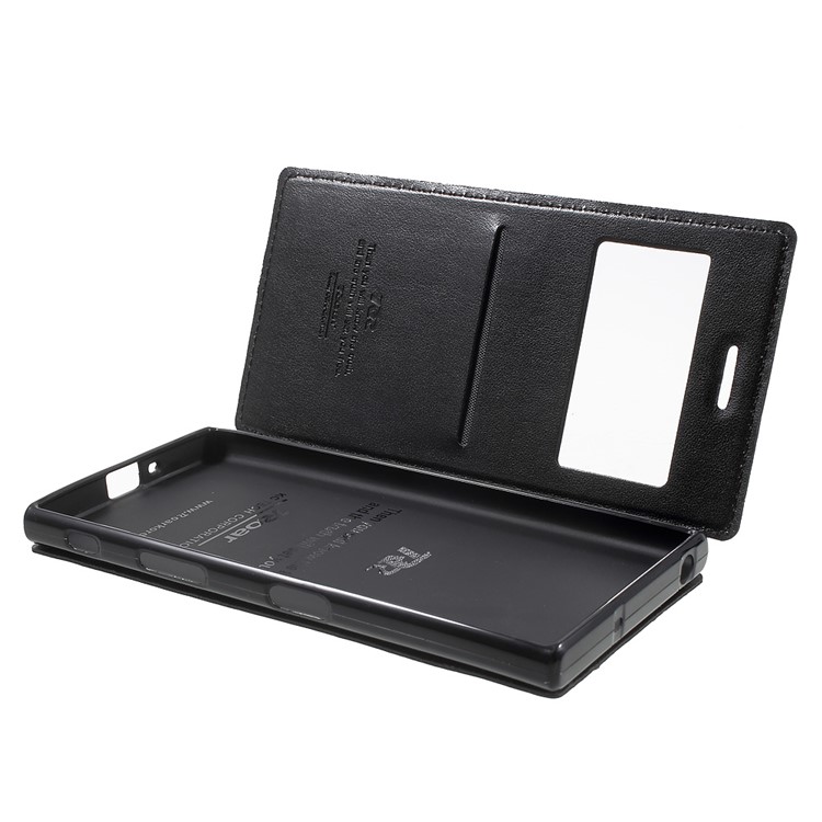 ROAR KOREA Noble Leather View Case with Stand for Sony Xperia XZs / XZ - Black-5