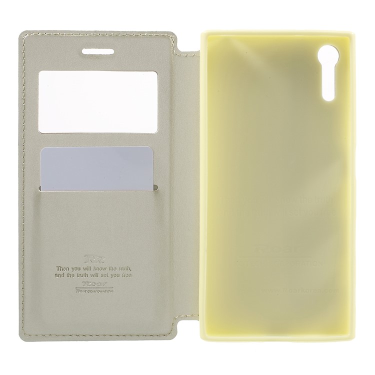 ROAR KOREA Noble View Leather Cover with Stand for Sony Xperia XZs / XZ - Champagne-4
