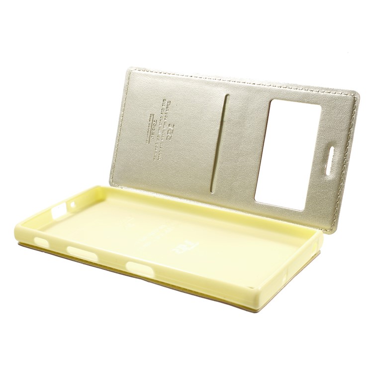 ROAR KOREA Noble View Leather Cover with Stand for Sony Xperia XZs / XZ - Champagne-5