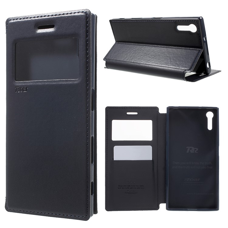 ROAR KOREA Noble View Leather Case Accessory for Sony Xperia XZs / XZ - Dark Blue-1