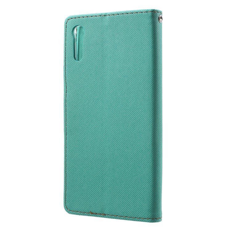 ROAR KOREA for Sony Xperia XZs / XZ Twill Texture Leather Wallet Stand Cover - Green-2