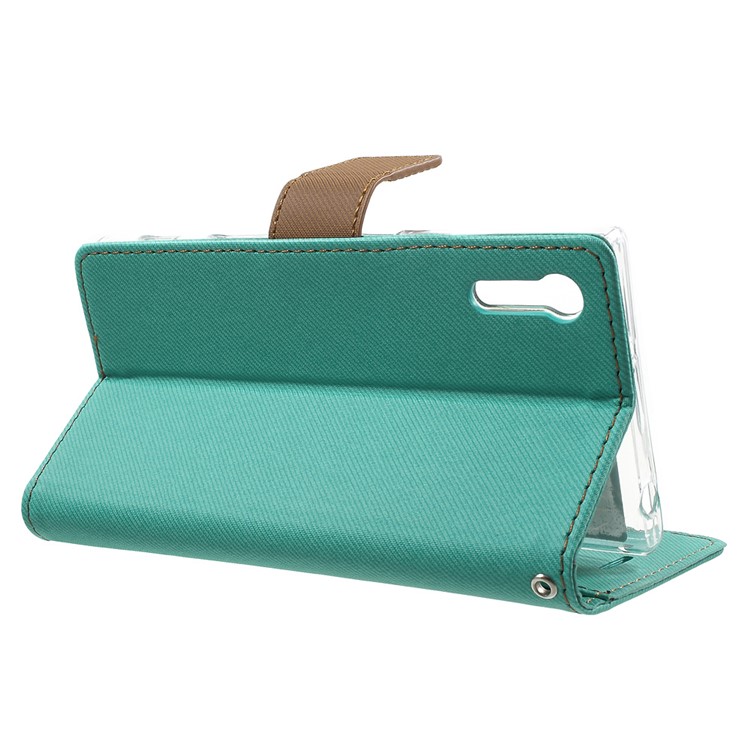 ROAR KOREA for Sony Xperia XZs / XZ Twill Texture Leather Wallet Stand Cover - Green-3