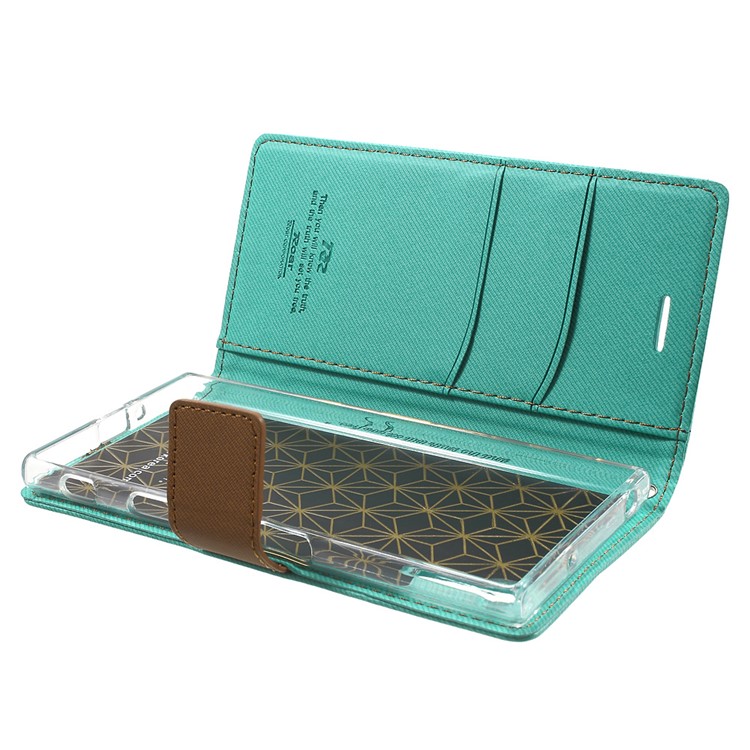 ROAR KOREA for Sony Xperia XZs / XZ Twill Texture Leather Wallet Stand Cover - Green-5