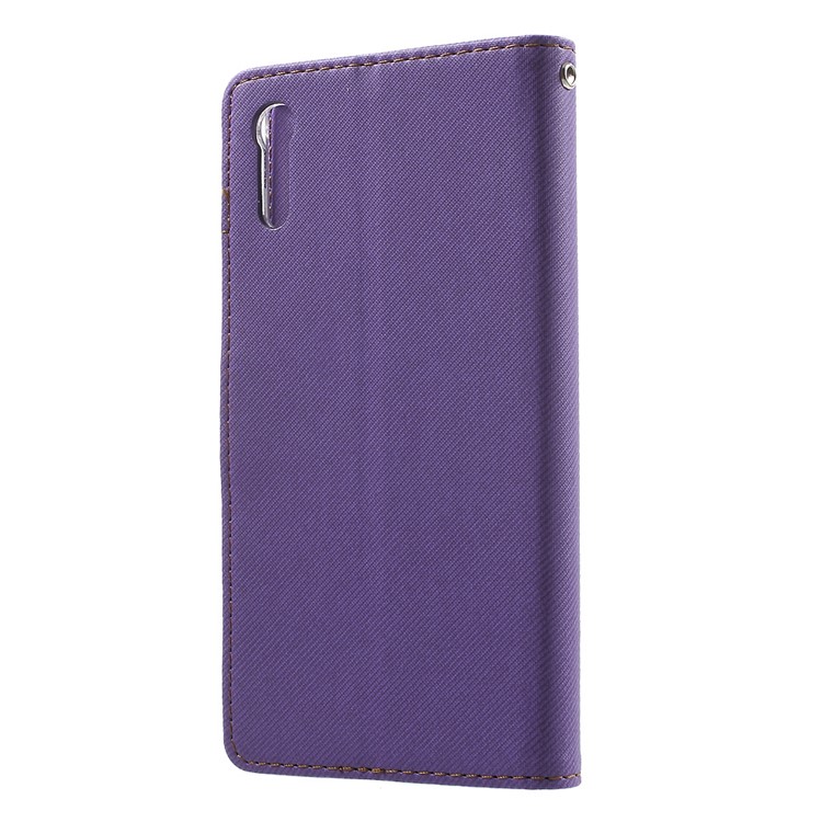 ROAR KOREA for Sony Xperia XZs / XZ Twill Texture Leather Wallet Stand Shell - Purple-2