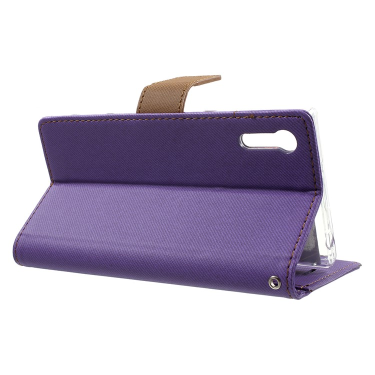 ROAR KOREA for Sony Xperia XZs / XZ Twill Texture Leather Wallet Stand Shell - Purple-3