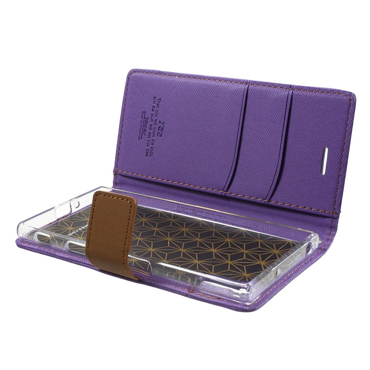 ROAR KOREA for Sony Xperia XZs / XZ Twill Texture Leather Wallet Stand Shell - Purple-5