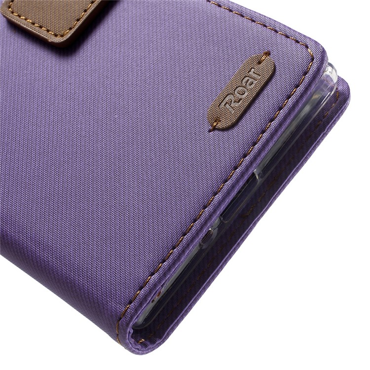 ROAR KOREA for Sony Xperia XZs / XZ Twill Texture Leather Wallet Stand Shell - Purple-8