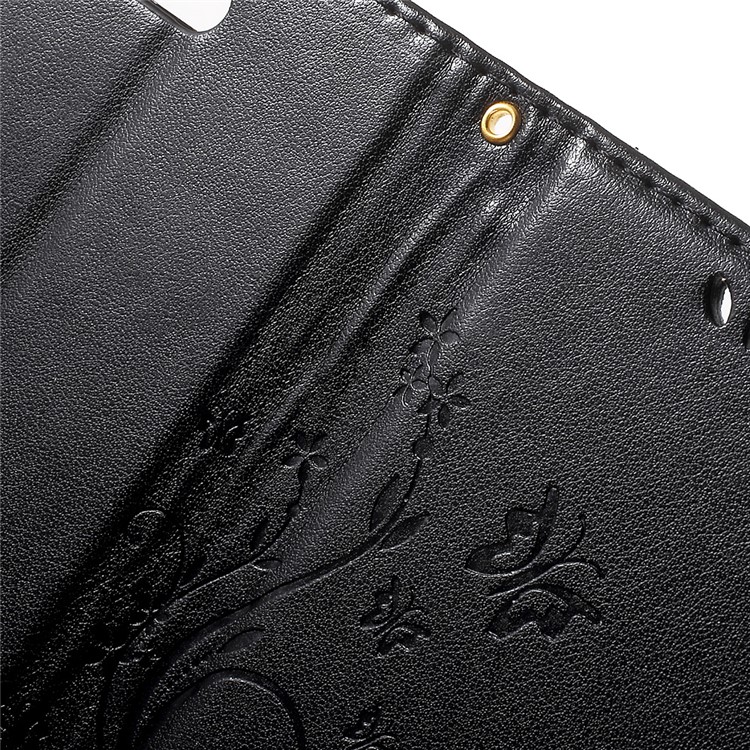 Imprint Butterfly & Flower Leather Wallet Cover for Sony Xperia X Compact - Black-6