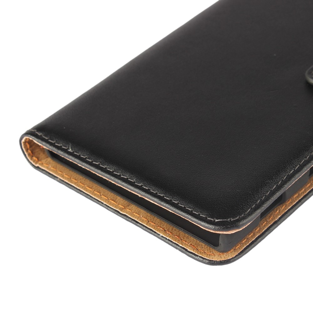 Portefeuille Stand Authentique Couverture de Boîtier en Cuir Divisé Pour Sony Xperia Xzs / xz - le Noir