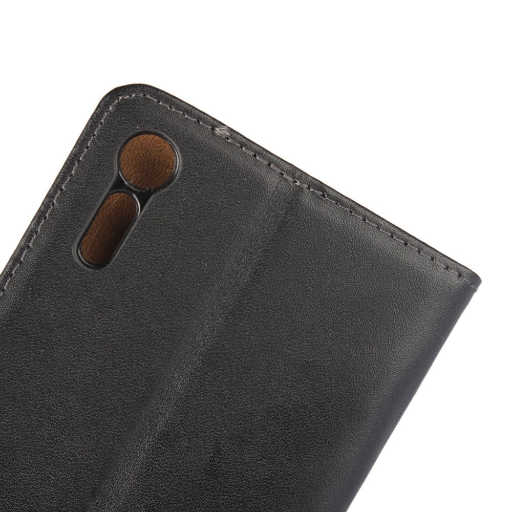 Portefeuille Stand Authentique Couverture de Boîtier en Cuir Divisé Pour Sony Xperia Xzs / xz - le Noir