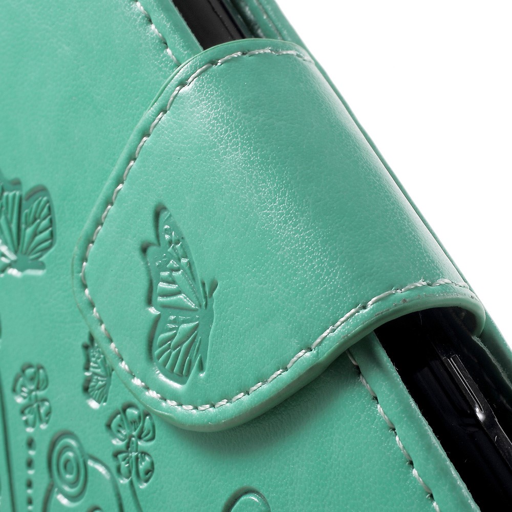 Imprinted Butterfly Flora Leather Card Holder Case for Sony Xperia X Compact - Cyan-7