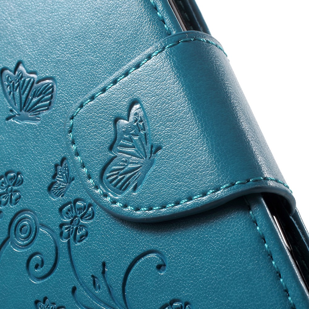 Imprinted Butterfly Flora Wallet Leather Stand Case for Sony Xperia X Compact - Blue-7