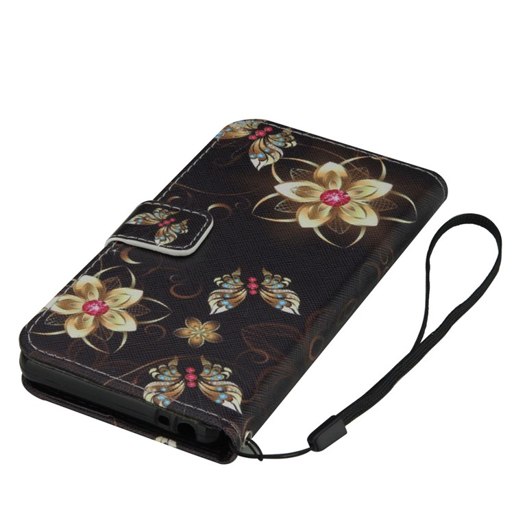 Wallet Stand Leather Patterned Cell Phone Case for Sony Xperia E5 - Flowers and Butterflies-4