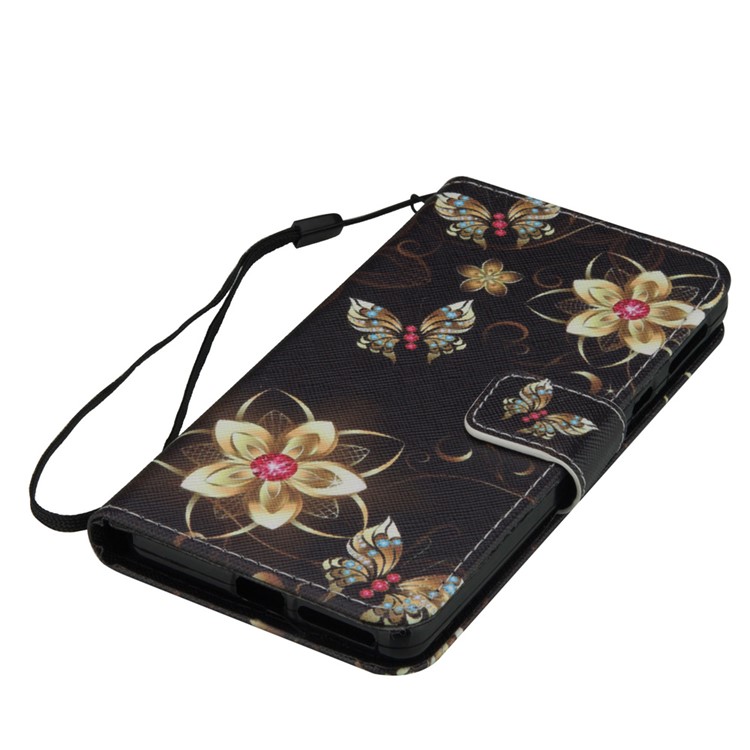 Wallet Stand Leather Patterned Cell Phone Case for Sony Xperia E5 - Flowers and Butterflies-5