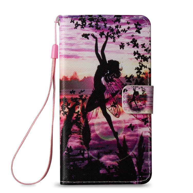 Illustration Folio Leather Wallet Stand Case for Sony Xperia E5 - Butterfly Fairy-2