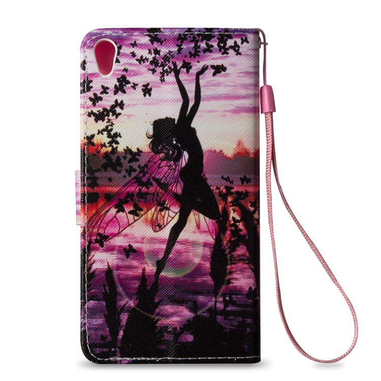 Illustration Folio Leather Wallet Stand Case for Sony Xperia E5 - Butterfly Fairy-3
