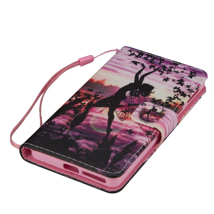 Illustration Folio Leather Wallet Stand Case for Sony Xperia E5 - Butterfly Fairy-5