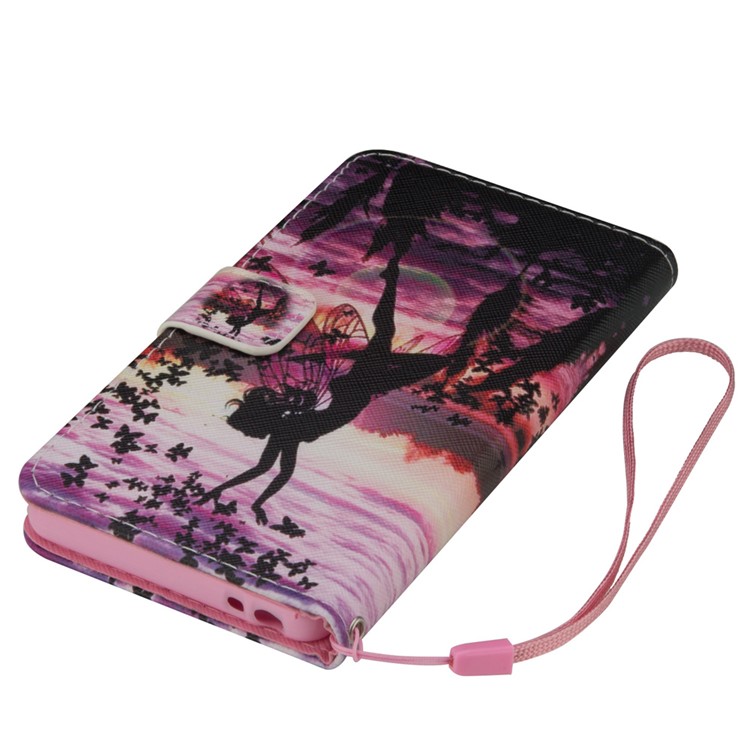 Illustration Folio Leather Wallet Stand Case for Sony Xperia E5 - Butterfly Fairy-6