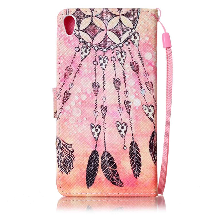 Patterned Leather Wallet Cover with Wrist Strap for Sony Xperia XA / XA Dual - Dream Catcher-3
