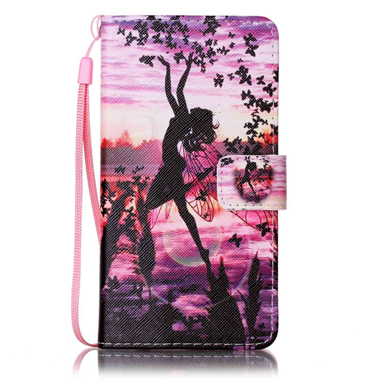 Patterned Leather Wallet Flip Case with Hand Strap for Sony Xperia XA / XA Dual - Fairy and Butterflies-2