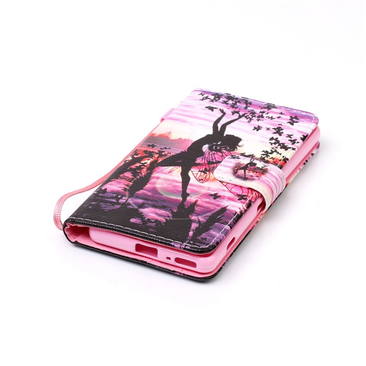 Patterned Leather Wallet Flip Case with Hand Strap for Sony Xperia XA / XA Dual - Fairy and Butterflies-5