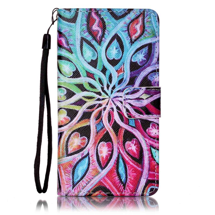 Patterned Leather Wallet Magnetic Flip Case for Sony Xperia XA / XA Dual - Hearts and Vines-2