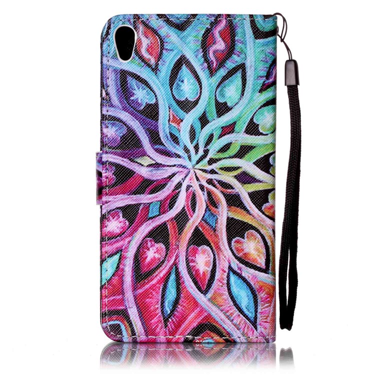 Patterned Leather Wallet Magnetic Flip Case for Sony Xperia XA / XA Dual - Hearts and Vines-3