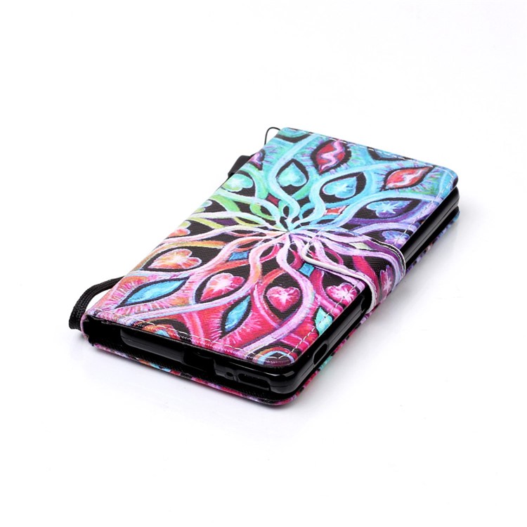 Patterned Leather Wallet Magnetic Flip Case for Sony Xperia XA / XA Dual - Hearts and Vines-5