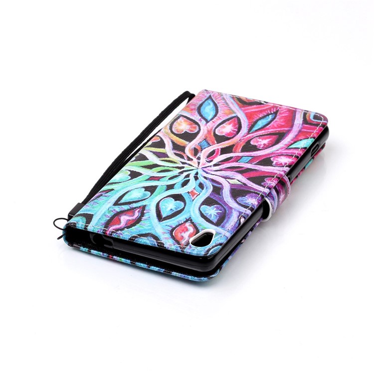 Patterned Leather Wallet Magnetic Flip Case for Sony Xperia XA / XA Dual - Hearts and Vines-6