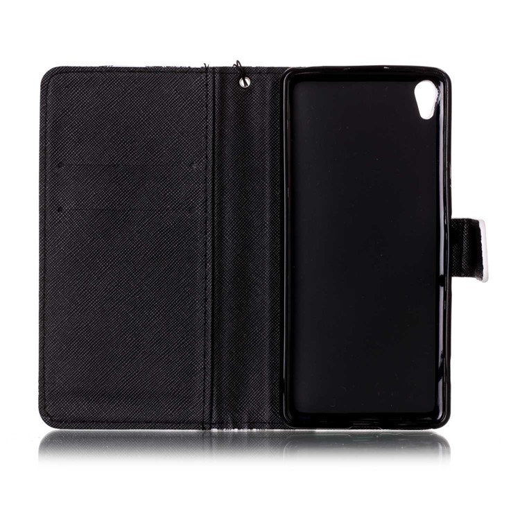 Patterned Leather Wallet Magnetic Flip Case for Sony Xperia XA / XA Dual - Hearts and Vines-7