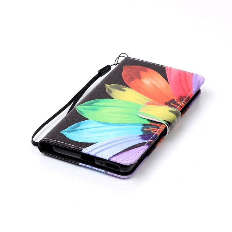 Patterned Leather Wallet Shell with Lanyard for Sony Xperia XA / XA Dual - Colorful Daisy-5