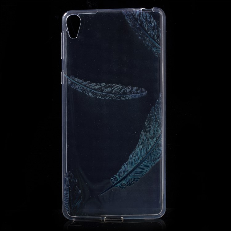 Pattern Printing Ultra-thin Clear TPU Case for Sony Xperia E5 - Feathers-1