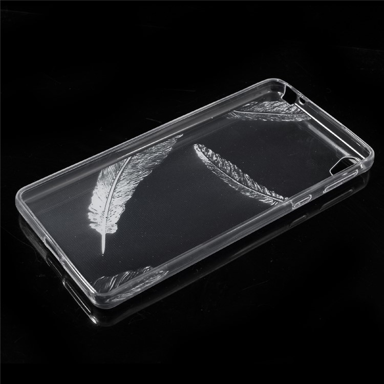 Pattern Printing Ultra-thin Clear TPU Case for Sony Xperia E5 - Feathers-2