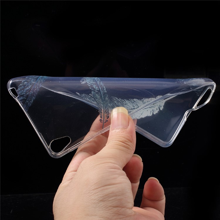 Pattern Printing Ultra-thin Clear TPU Case for Sony Xperia E5 - Feathers-5