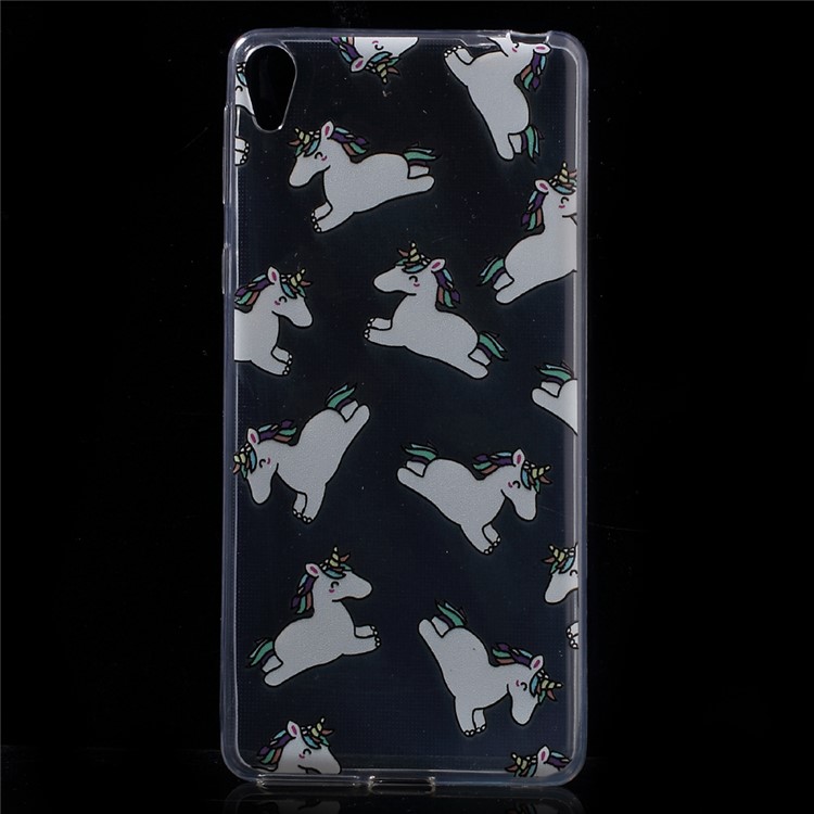 Pattern Printing Ultra-thin Clear TPU Cover for Sony Xperia E5 - Unicorns-1
