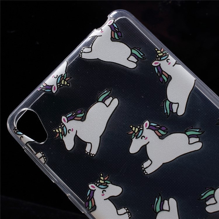 Pattern Printing Ultra-thin Clear TPU Cover for Sony Xperia E5 - Unicorns-3