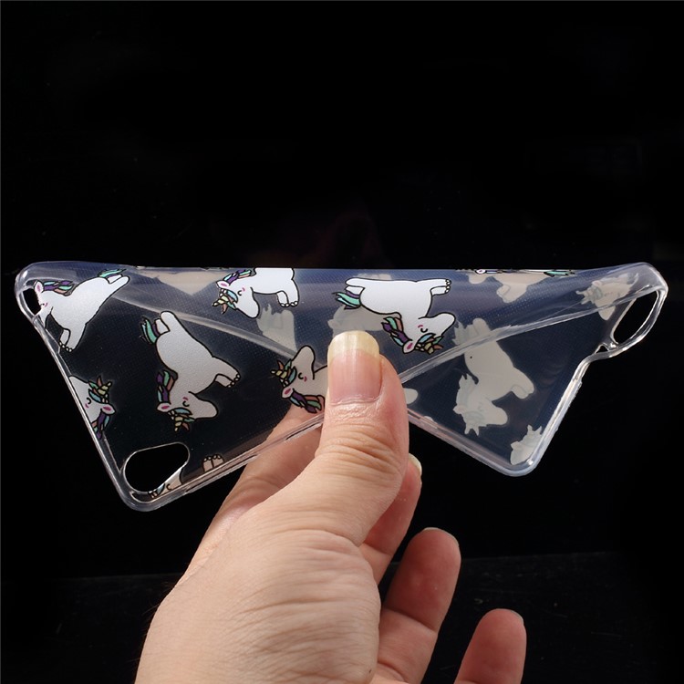 Pattern Printing Ultra-thin Clear TPU Cover for Sony Xperia E5 - Unicorns-5