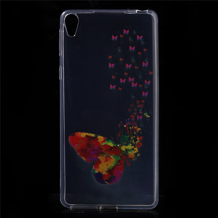 Ultra-thin Patterned Clear TPU Back Case for Sony Xperia E5 - Colorful Butterflies-1
