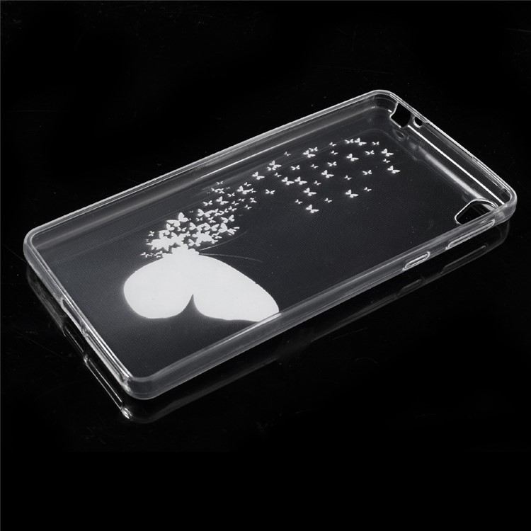 Ultra-thin Patterned Clear TPU Back Case for Sony Xperia E5 - Colorful Butterflies-2