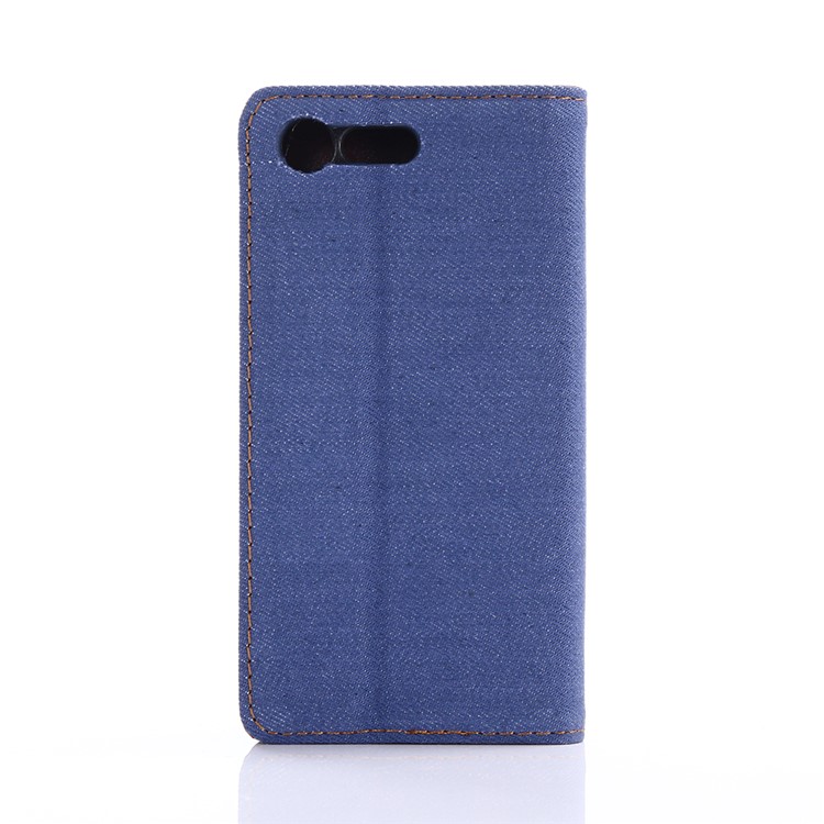 Funda De Cuero Auto-absorbida Del Soporte De La Cartera Del Soporte De Los Vaqueros Para El Xperia X Compacto De Sony - Azul Claro-2