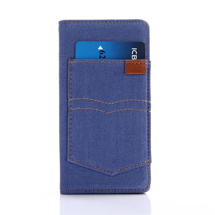 Funda De Cuero Auto-absorbida Del Soporte De La Cartera Del Soporte De Los Vaqueros Para El Xperia X Compacto De Sony - Azul Claro-3