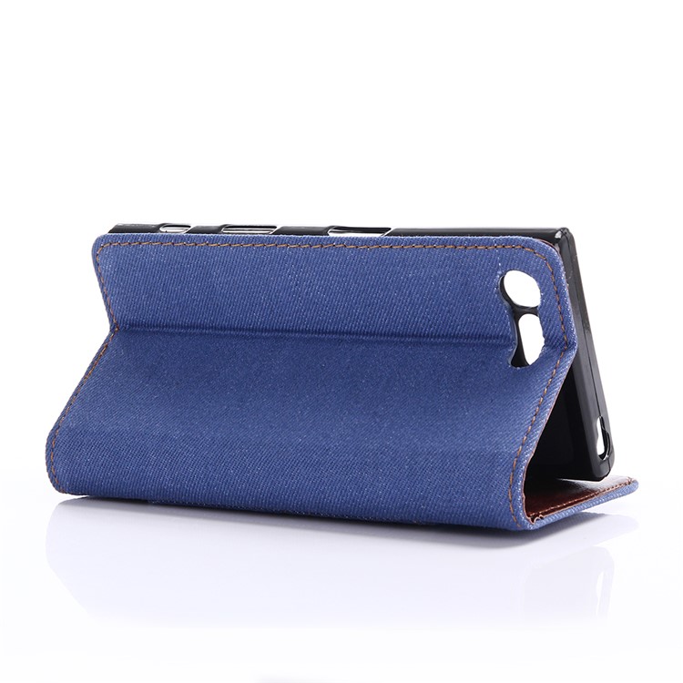 Funda De Cuero Auto-absorbida Del Soporte De La Cartera Del Soporte De Los Vaqueros Para El Xperia X Compacto De Sony - Azul Claro-4