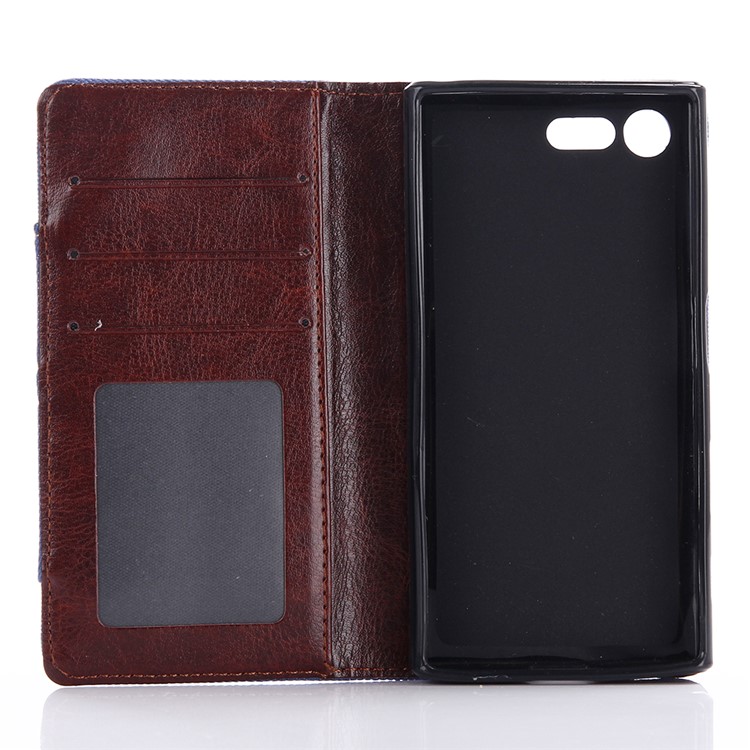Funda De Cuero Auto-absorbida Del Soporte De La Cartera Del Soporte De Los Vaqueros Para El Xperia X Compacto De Sony - Azul Claro-5