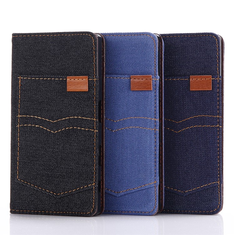 Funda De Cuero Auto-absorbida Del Soporte De La Cartera Del Soporte De Los Vaqueros Para El Xperia X Compacto De Sony - Azul Claro-6