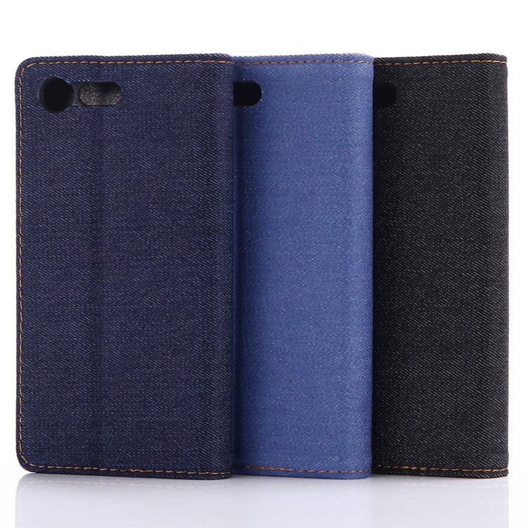 Funda De Cuero Auto-absorbida Del Soporte De La Cartera Del Soporte De Los Vaqueros Para El Xperia X Compacto De Sony - Azul Claro-7