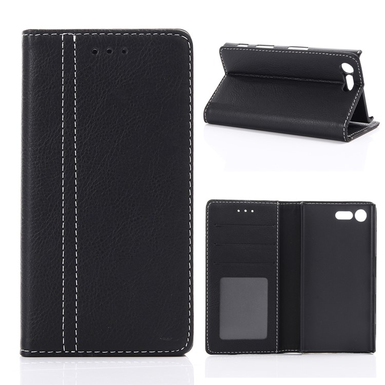 Para Sony Xperia X Compacto Estuche De Cuero Retro Estilo Billetera - Negro-1