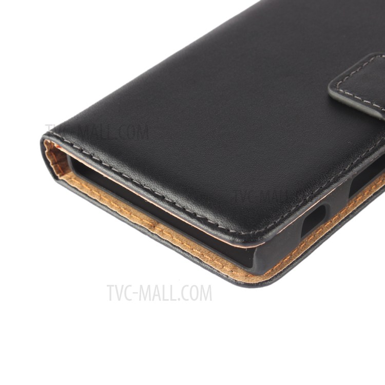 Echt geteilte Leder Geldbörse mit Standfuß für Sony Xperia X Compact - Schwarz-10