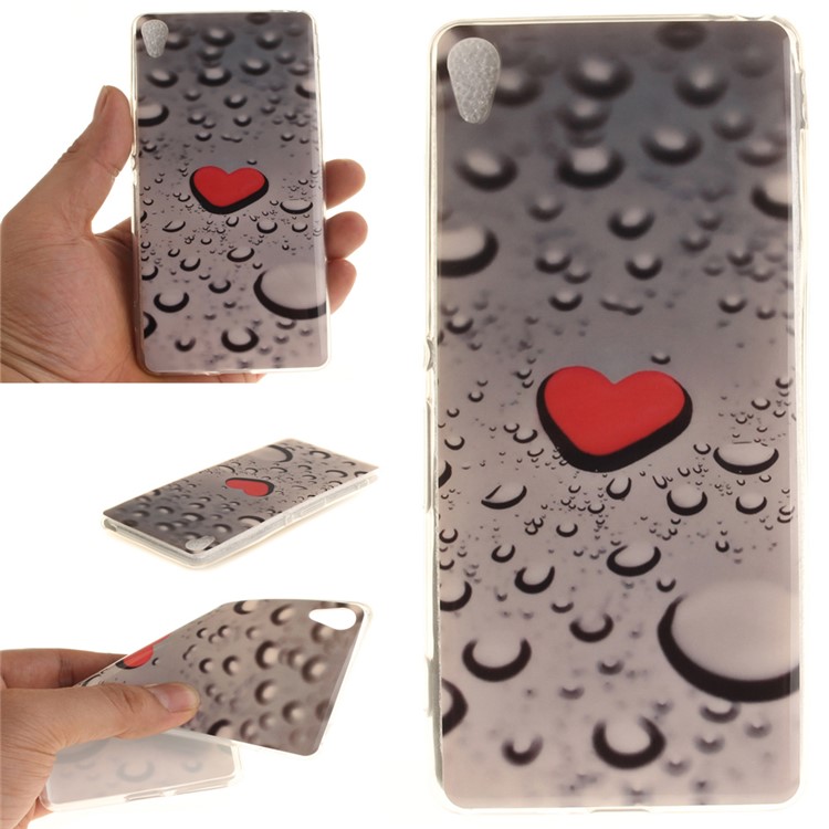 IMD TPU Mobile Cover for Sony Xperia XA/XA Dual - Red Heart and Raindrop-1